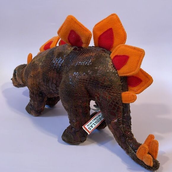 Douglas Plush Stegosaurus Dinosaur Stuffed Animal Red Brown Orange 11” long GUC - Picture 2 of 9